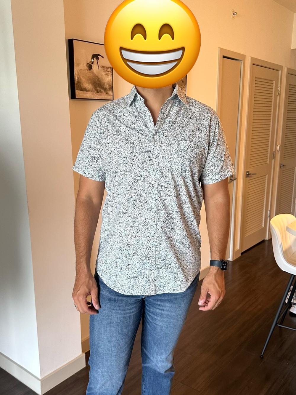 Rodd & Gunn White Short-Sleeve Button-Down Shirt with Subtle Print